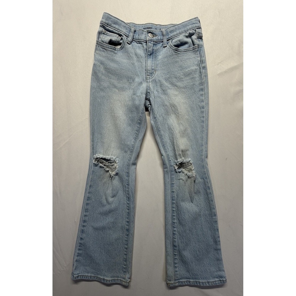 Old Navy High Rise Flare Jeans Womens size 12 Light wash Distressed Denim